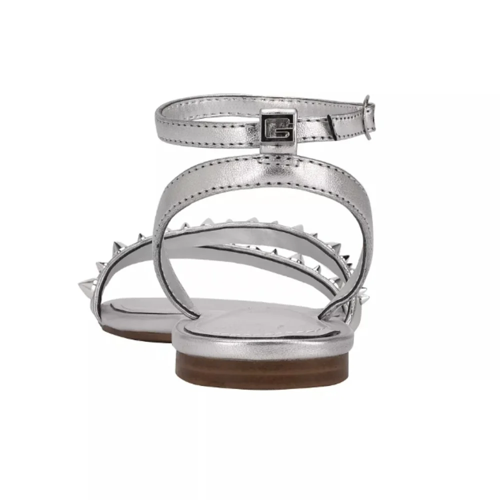 Guess Teagin Studded Strappy Sandals Silver -8 - Picture 3 of 8